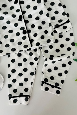 Minigimin Cicileri Puantiye Desenli Terlikli Kız Çocuk 3 Lü Pijama Takımı - Beyaz