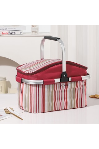 Lıcorıce Büyük Kapasiteli 27l Çıkarılabilir Ve Kolay Temizlenebilir Açık Kamp Gıda Saklama Kutusu, Katlanabilir Taşınabilir Isı Yalıtım Soğutma Sepeti Kırmızı