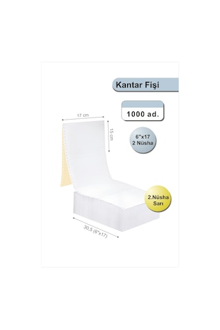 6x17 Kantar Fişi 2 Nüsha Beyaz + Sarı , 1000 Adet , Otokopili Sürekli Form 6''x17 Cm 6x17 Kantar Fişi 2 Nüsha Beyaz + Sarı , 1000 Adet , Otokopili Sürekli Form 6''x17 Cm