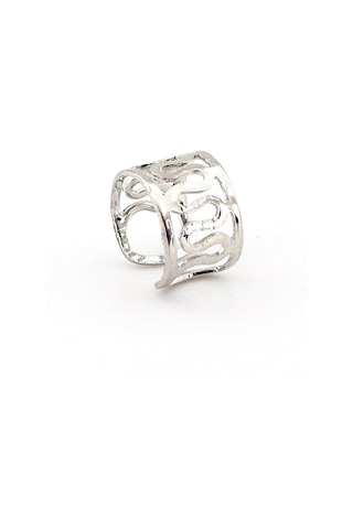 Parlak Gümüş Renkli Earcuff Kikirdak Küpe Sarmal Desenli Ex091 Beyaz