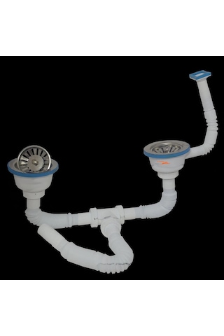 Çöpmak Körüklü Sifon Üstten Damlalıklı Çiftli Büyük Kafa Evye Sifonu Lavabo Gideri Pislik Tutuculu