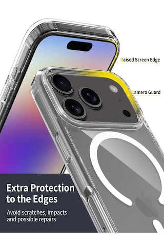 Apple iPhone Uyumlu 17 Pro Magsafe Özellikli Şeffaf Iq Silikon Kılıf Şeffaf