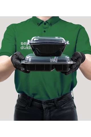 Termoform 3 Gözlü Yemek Kabı + Kapak - 200 Adet Mikro Dalga'da Kullanılabilir Diğer