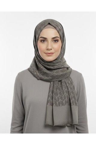 Armanda Cotton Monogram Desen Şal - 3098-1015 Kahverengi