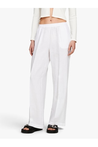 Sisley %100 Keten Beli Büzgülü Önü Pileli Geniş Paça Pantolon Kadın Beyaz Pantolon - 324p4aghlf03u