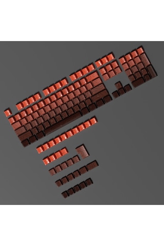 Mekanik Klavye Pbt Çift Baskı Keycap Seti Çizgi Desenli 137 Tuşlu Siyah - Kırmızı Tuş Takımı