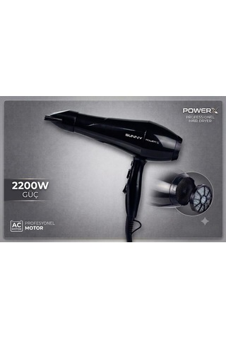 Sunny Powerx Sn6sktr25s Ac Motorlu 2 Kademe Isı 3 Kademe Hız Ayarlı Saç Kurutma Makinesi 2200w