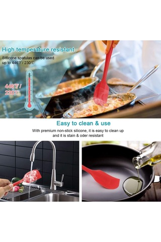 Silikon Spatula Ve Kaşık Seti, 6 Parça Silikon Mutfak Gereçleri Kırmızı Kırmızı Diğer