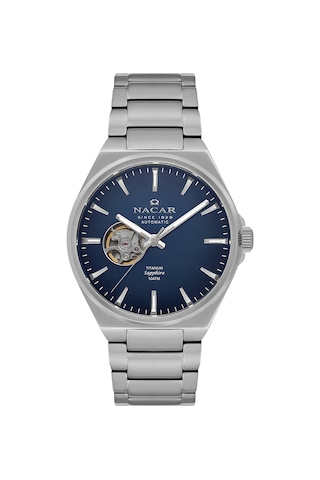 Nacar Safir Cam Klasik Gümüş Erkek Kol Saati Nc33-258378-alm