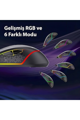 Aula F805 6400 DPI RGB 7 Tuşlu Makro Optik Gaming Oyuncu Mouse