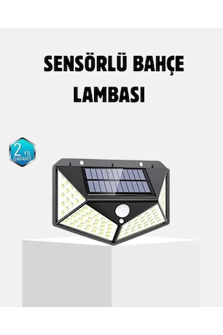 Güneş Enerjili 100 Led Dış Mekan Lamba Hareket Sensörlü, Uzun Süreli Şarj Solar Aydınlatma Standart