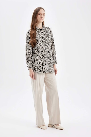 Defacto Relax Fit Leopar Desenli Uzun Kollu Gömlek Tunik D2608AX24AUBG702 Bej