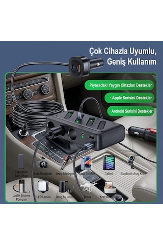 Araç Oto Çakmak Çoklayıcı Çoğaltıcı Soketi Usb Çakmaklık 187w Maks