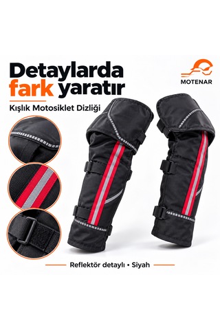 Motenar Kışlık Motosiklet Dizliği Reflektör Detaylı Siyah