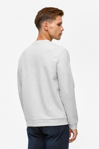 Süvari Bol Kesim O Yaka Melanj Desenli Waffle Sweatshirt Taş S01