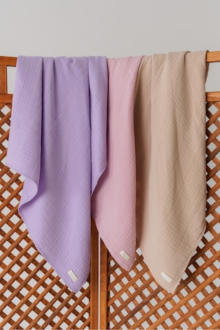 Pamuk 4 Katlı Müslin Battaniye Seti 3'lü Pembe