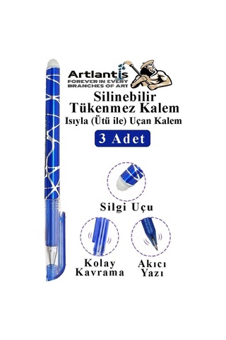 Mavi Silinebilir Tükenmez Kalem 3 Adet Bıa Silinebilir Jel Pilot Kalem Mürekkepli Kolay Silinebilir Kumaş Kalemi Çok Renkli