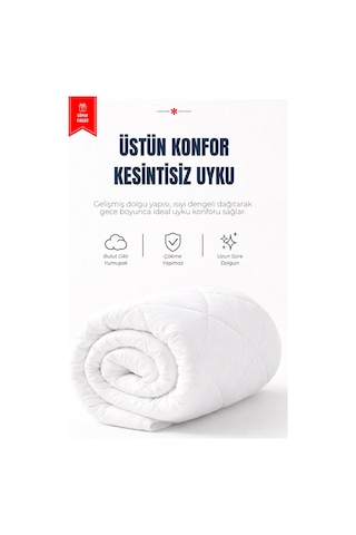 Moon Tek Kişilik Yorgan 1 Yorgan + 1 Yastık Ultra Yumuşak 4 Mevsim Konforlu Uyku Seti Beyaz