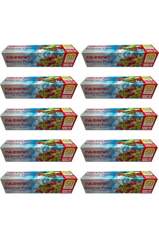 Nazenin Düz Kilitsiz Şeffaf Küçük Boy Buzdolabı Yemek Gıda Poşeti Torbası 10 x 50'li 20 x 30 CM