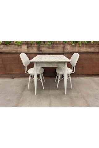 Mendel Masa Ve Eyfel Sandalye Takımı, Kristal, 70x70 Beyaz