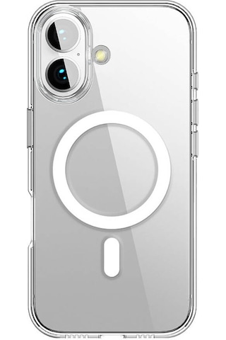 Apple iPhone 16 Plus Uyumlu Kılıf Magsafe Şarj Özellikli Transparan Sert Pc Wlons Pita Kapak Şeffaf