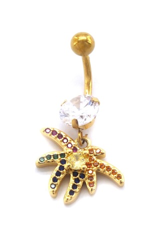 Ferizz Altın Kaplama Zirkon Taşlı Palmiye Piercing Prc-121 Altın