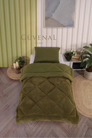 Güvenal Elite Wellsoft Tek Kişilik Çift Taraflı Yastık Kılıflı Lüx Yorgan Seti Yorgan Uyku Seti Çeyiz Yeşil