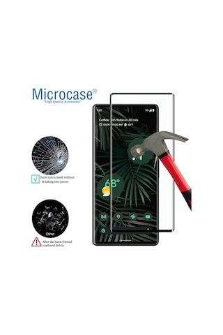 Microcase Google Pixel 6 Pro 3D Curved Tam Kaplayan Kavisli Tempe