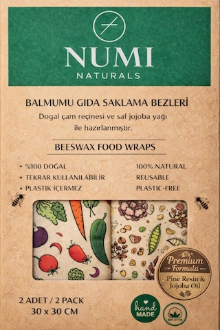 Premium Balmumu Bakliyat-sebze Saklama Kesesi 2 Li Set 30x30 Cm Çok Renkli