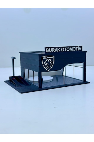 1/64 Ölçekli Peugeot Diorama Tasarımlı Araç Sergileme Garajı 3d Baskı
