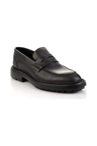Bambi Siyah Hakiki Deri Erkek Loafer Ayakkabı E01054200440 Siyah