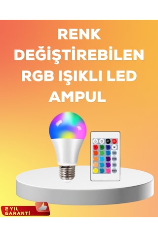 Rgb Uzaktan Kumandalı Led Ampul 16 Renk A Kalite 2025 Model Orijinal Sarı