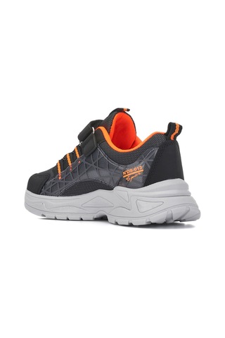 Günlük Çocuk Unisex Sneaker Nefes Alabilen Lastik Bağcıklı Cırt Cırtlı Hafif Esnek Ayakkabı 0013 Füme - Oranj