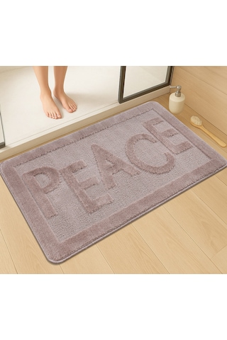 Doğal Kaymaz Taban Banyo Paspas Uzun Ömürlü Yumuşak Dokulu Su Emici Yıkanabilir Peace 60x100 Vizon