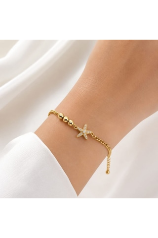 Cm Jewelry Parıltılı Deniz Yıldızı Bileklik Altın