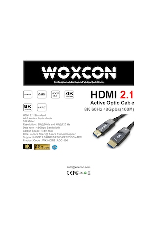Woxcon 100 Metre Hdmı 2.1 Hibrit Aktif Optik Kablo 8k
