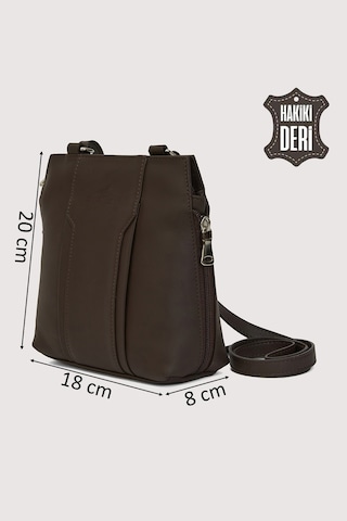 Hakiki Deri Kadın Deri Omuz Çantası Kahverengi Smr562 Kahverengi