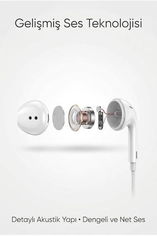 Ps03 3.5 Mm Jack Girişli Kablolu Kulak İçi Kulaklık Mikrofonlu Ses Kontrollü İos Android Uyumlu