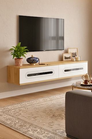 Tda1220dbs - Rany120 Duvara Montaj Tv Stand, Tv Rafı, Tv Sehpası Safirmeşe - Beyaz - Sılver 120cm