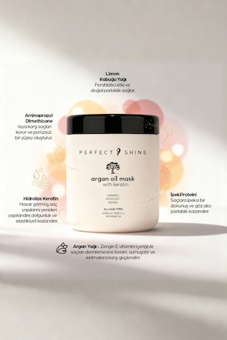 Perfect Shine Derinlemesine Besleyici Onarıcı Yoğun Bakım Argan Yağı Keratin İpek Proteinli Saç Maskesi 1 L