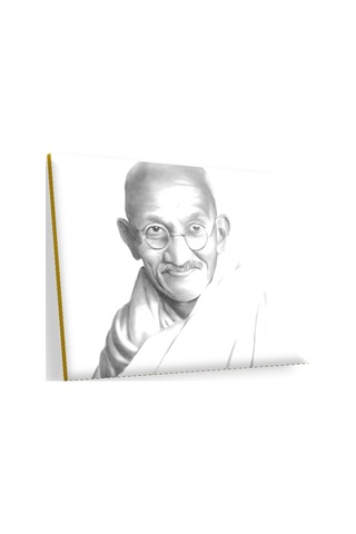 Cakasepetim Mahatma Gandhi Tebessüm Beyaz Fon Ahşap Mdf Tablo
