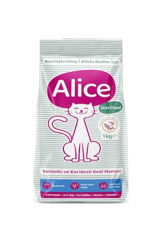 Alice Light & Sterilised - Kısırlaştırılmış/kilolu Kediler İçin Super Premium Mama Somonlu Karidesli 3x1 Kg