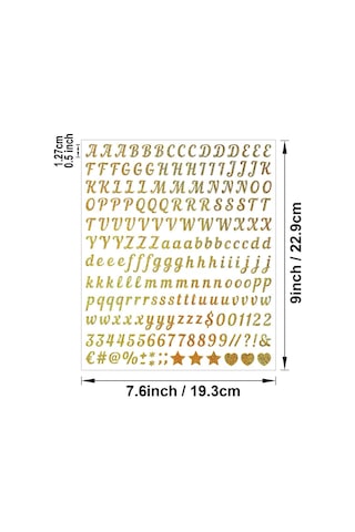 Simli Harfler Ve Sayılar Sticker Alfabe Süsleme Etiketi Gold Çok Renkli