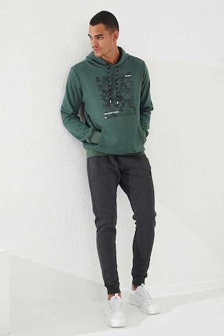 Tommy Life Yeşil Kamuflaj Desen Baskılı Standart Kalıp Kapüşonlu Erkek Sweatshirt - 87884 Yeşil
