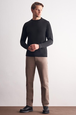 İmza Siyah Bisiklet Yaka Cepsiz Slim Fit Casual Triko Kazak Siyah