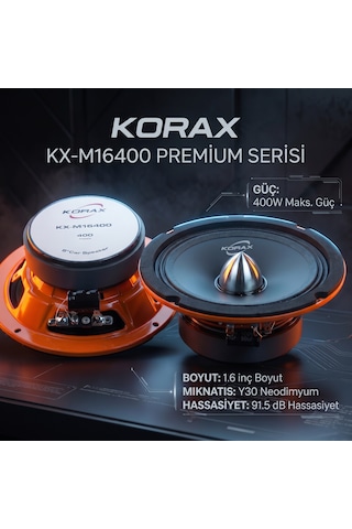 Korax Kx-m16400 400w 16 Cm Oto Hoparlör Takımı 2 Adet