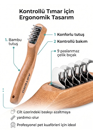 Artero Freddy 9 Bıçaklı Kedi Köpek Kıtık Kesici Tarak Düğüm Ve Keçe Açıcı Tırmık