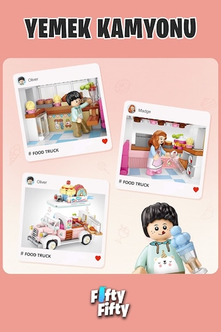 Loz Mini Block Serisi Food Truck/yemek Kamyonu -lz1738 582 Parça Oyuncak Yapım Seti