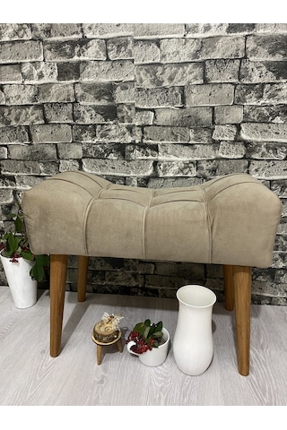 Puf ,koyu Vizon Puf Ahşap Ayak Çima Dikiş Spor Modern Tasarım Ş