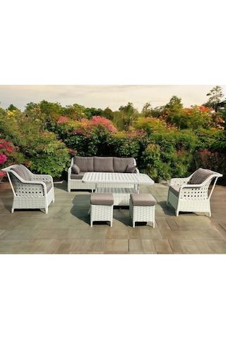 Tu Tienda Ronda Alüminyum 3 1 1 2puf Masa Rattan Bahçe Balkon Mobilyası,rattan Örgü Renk Beyaz/sütlü Kahve Sütlü Kahve1